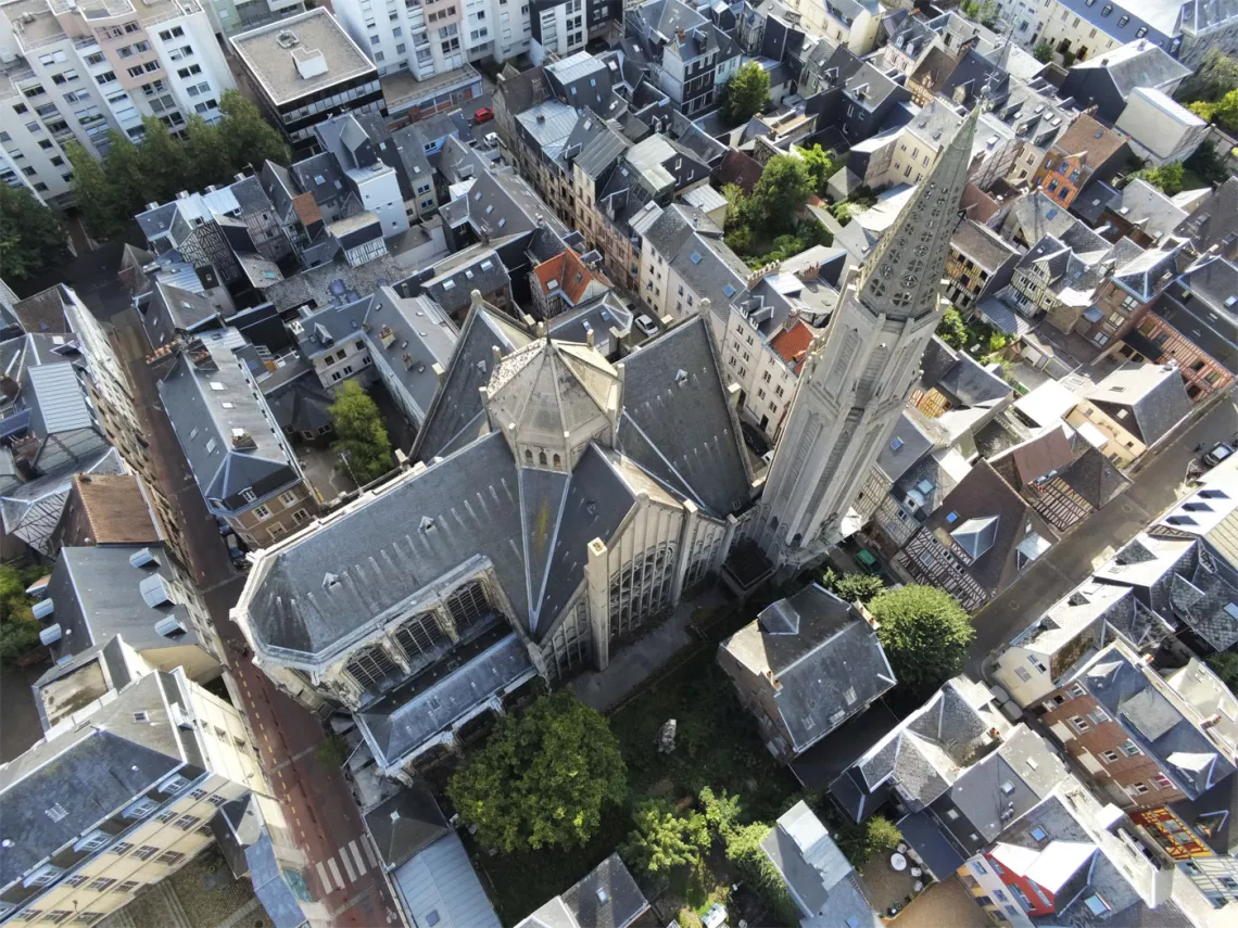 Vue de drone des toitures